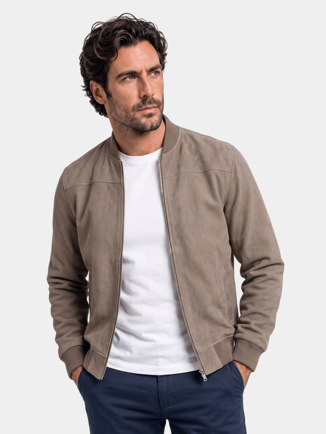Chaqueta Bomber de Suede Ashwood – Cross & Crown