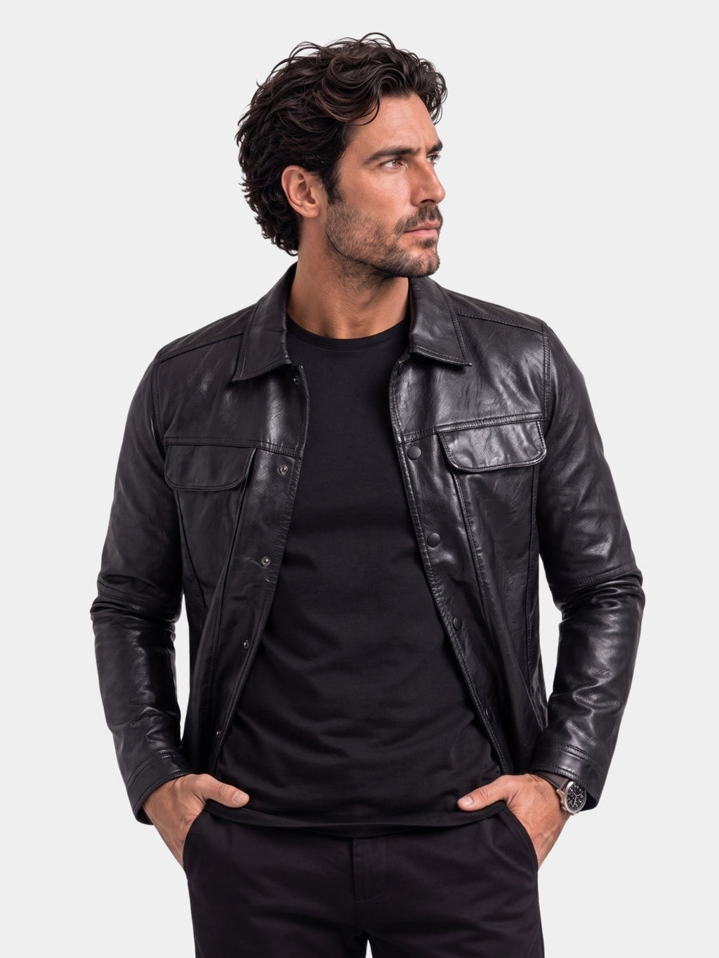 Chaqueta de Cuero Rebelde Bronce – Cross & Crown