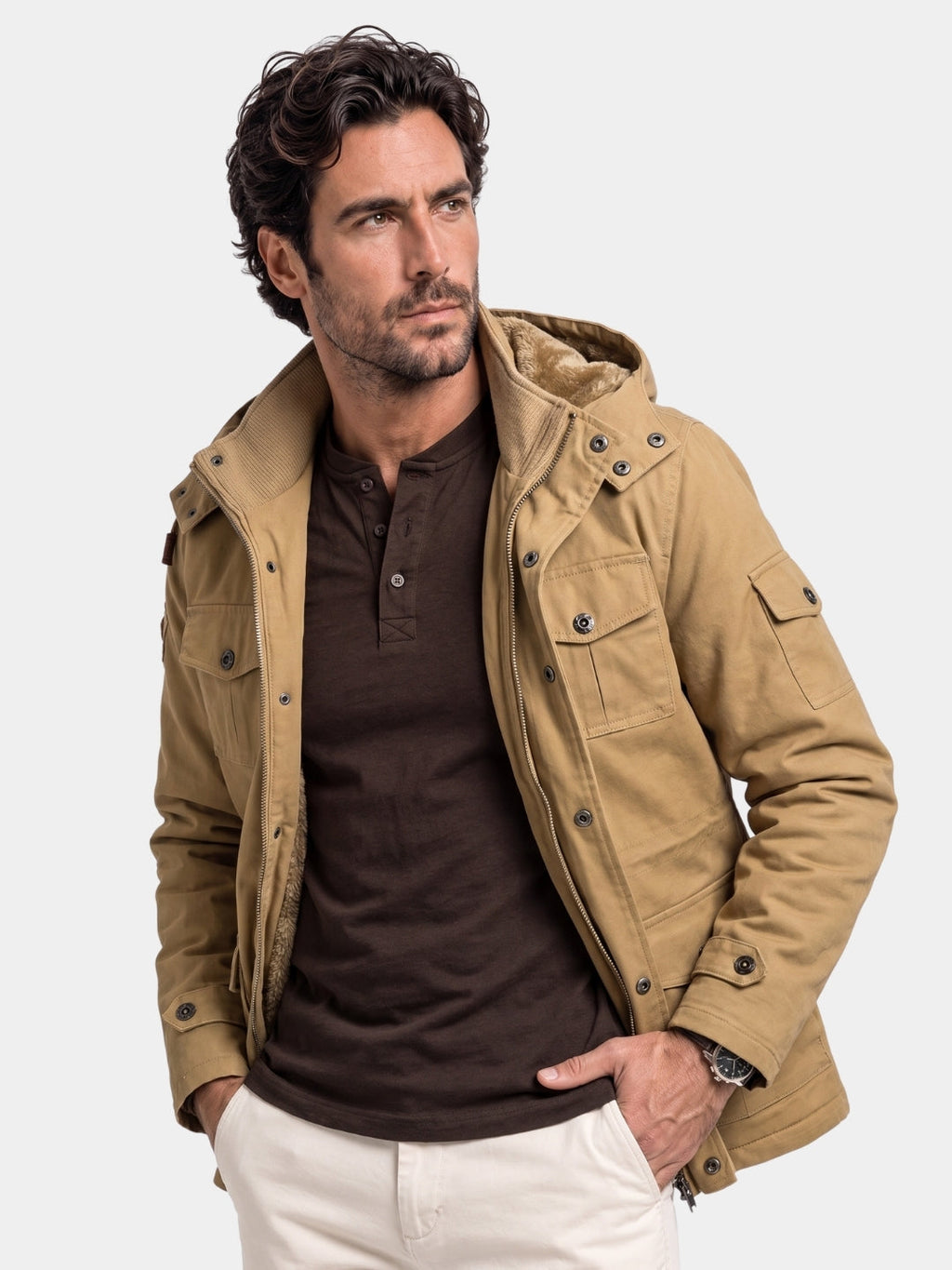 Chaqueta Bomber con Capucha de Forro Polar - Cross & Crown
