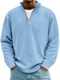Sudadera Hombre de Punto Canalé con Media Cremallera Rojo