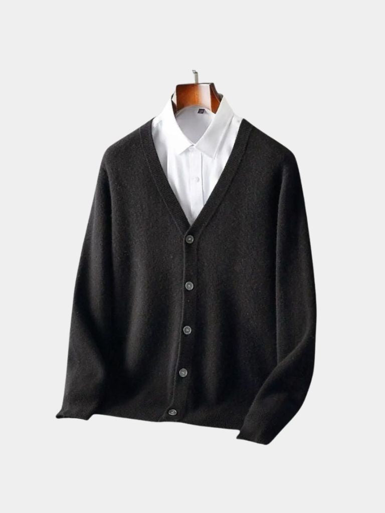 Suéter de punto con cuello en V de 100% lana merino - Cross & Crown
