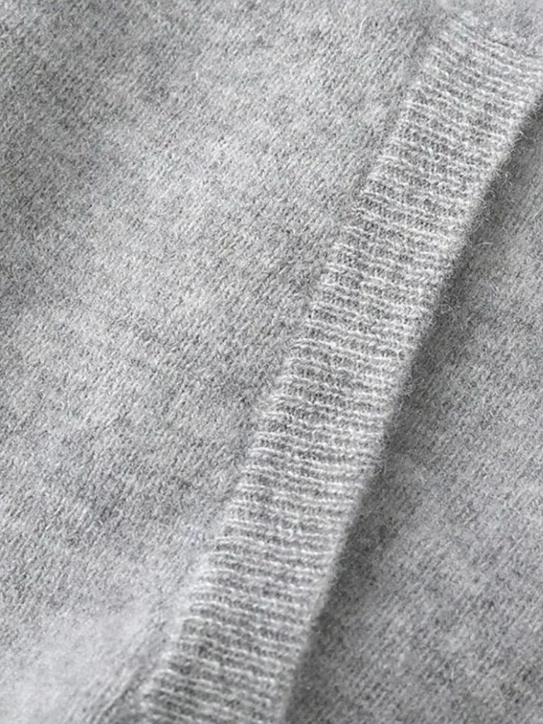 Suéter de Color Sólido con Cremallera de 100% Lana Merino - Cross & Crown