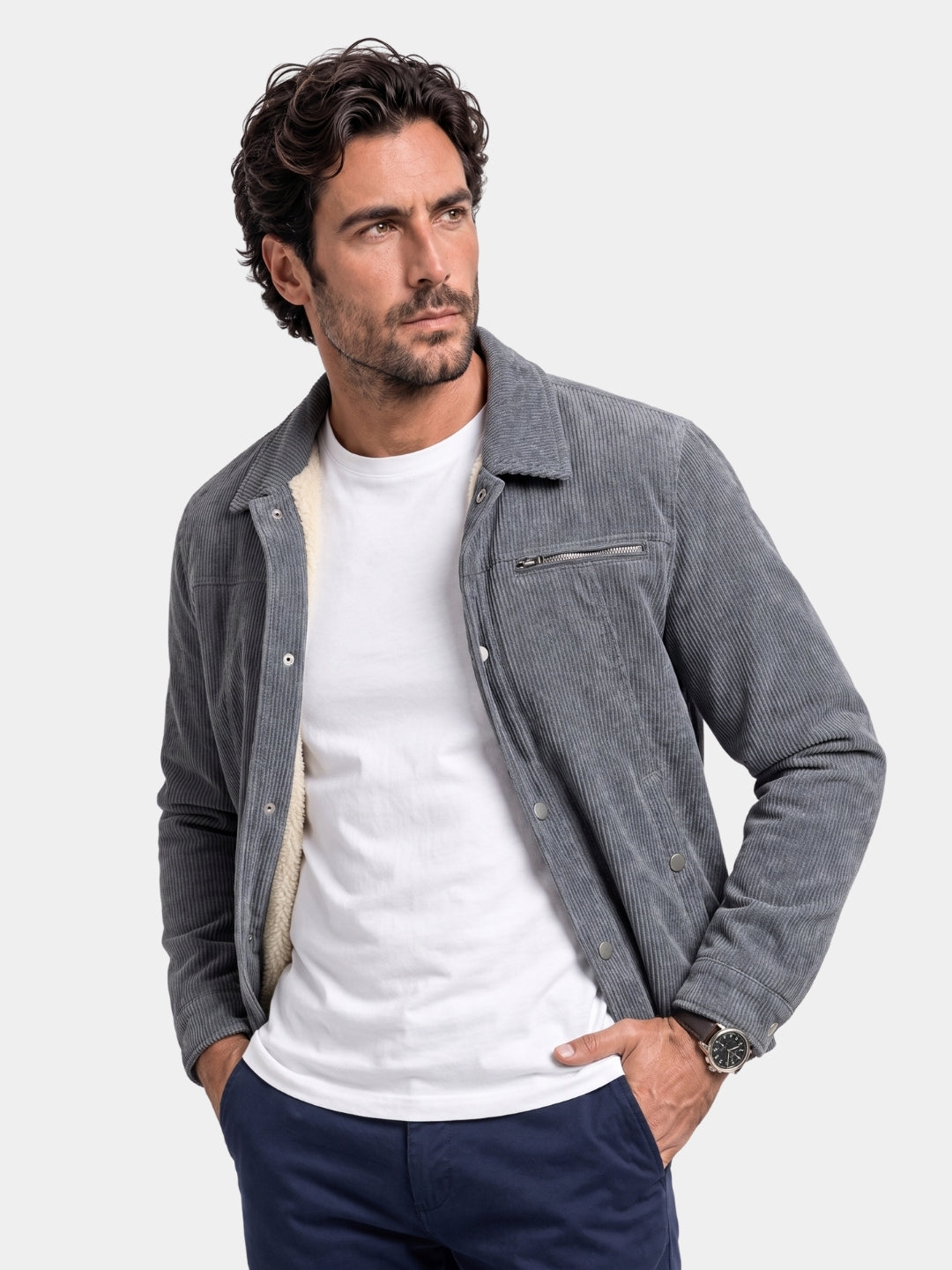 Chaqueta de Sherpa de Corduroy Minimalista - Cross & Crown