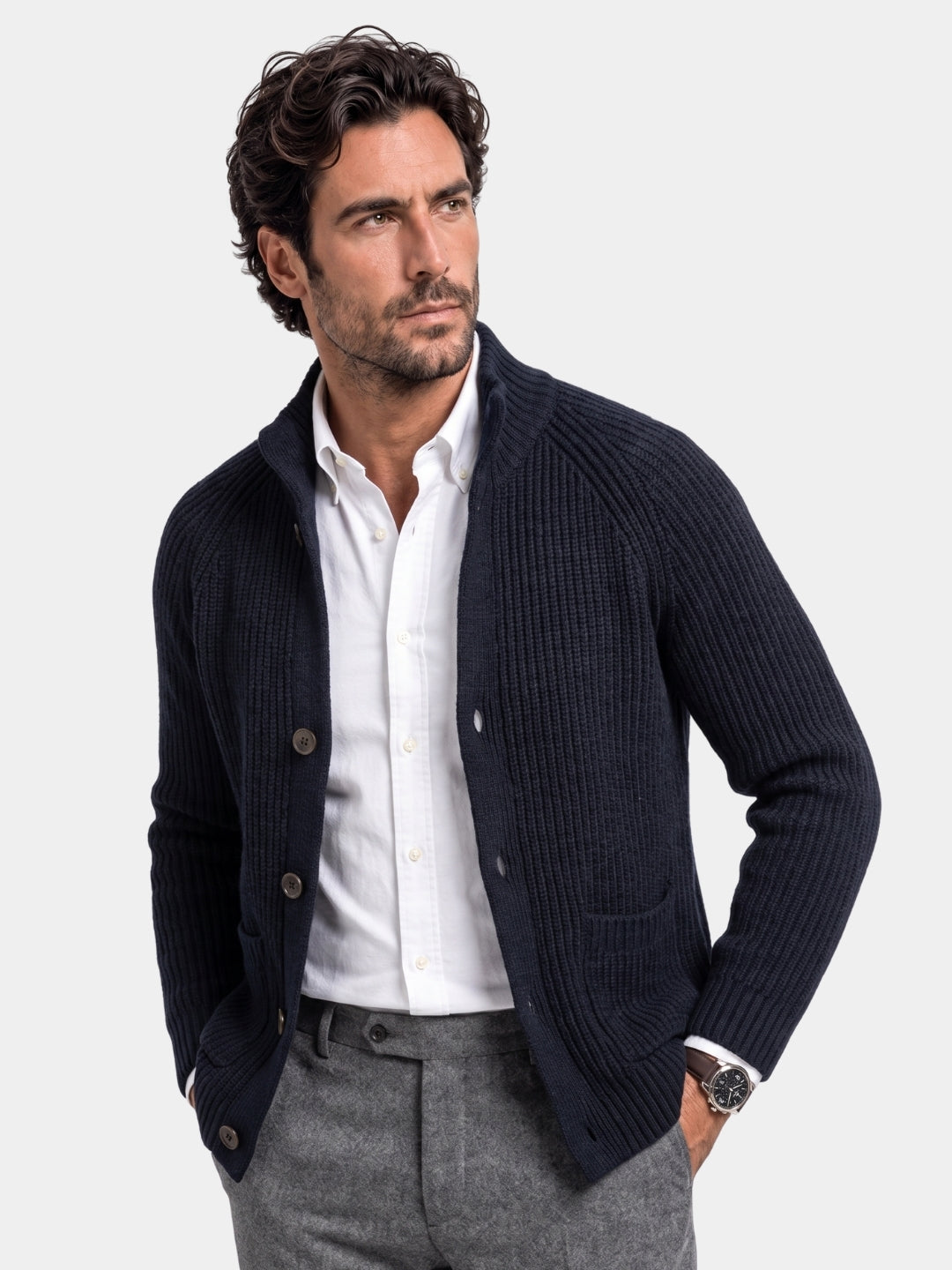 Chaqueta de Punto Botton Clásica - Cross & Crown