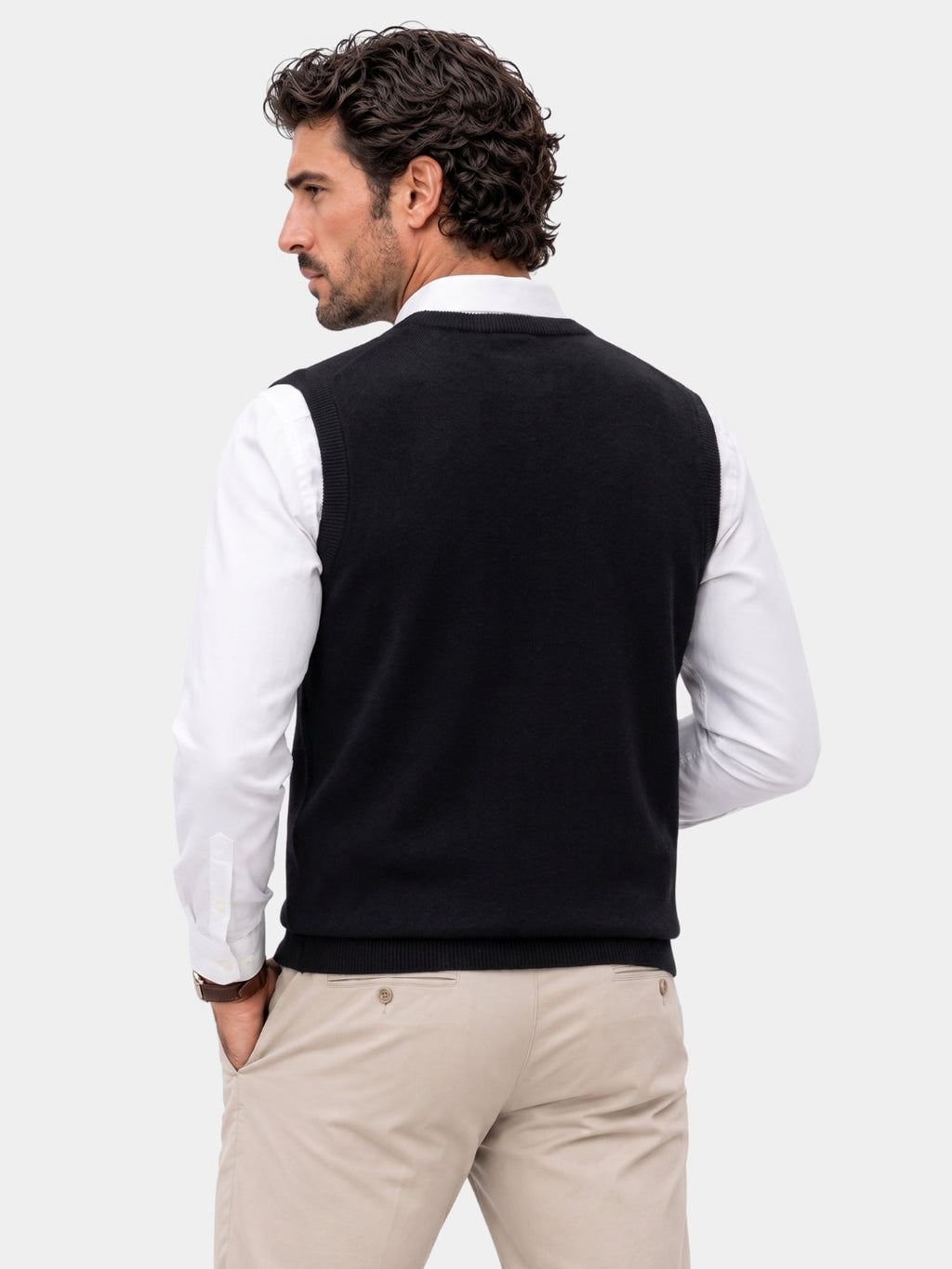 Chaleco de Punto V en 100% Cachemira - Cross & Crown