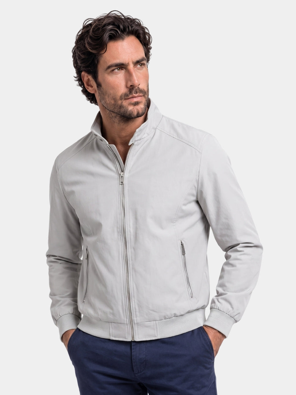 Chaqueta Bomber Casual Sólida - Cross & Crown