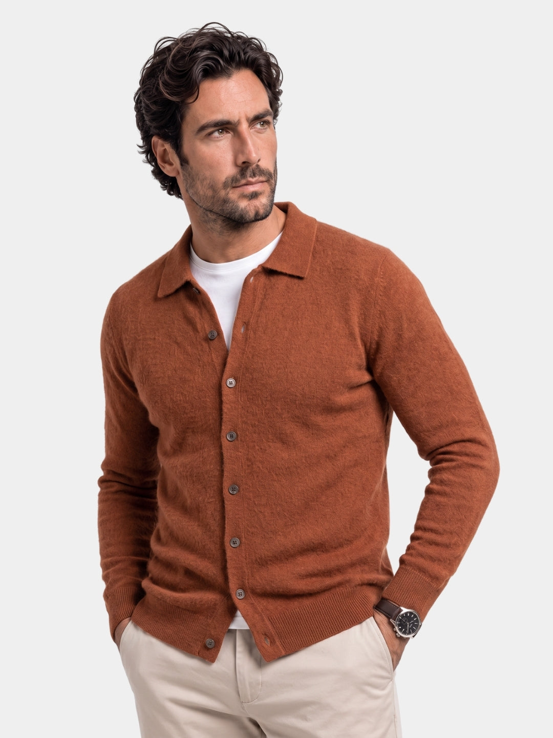 Cardigan de Polo 100% Cachemira - Cross & Crown