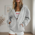 Sudadera Mujer Oversize de Punto Algodón con Cremallera