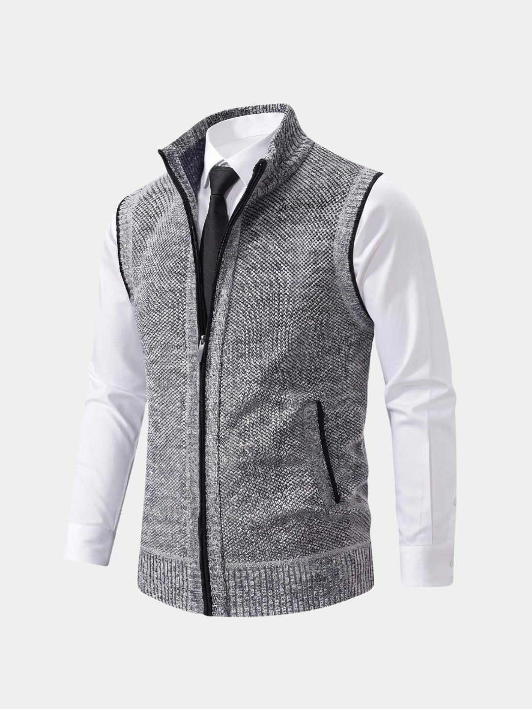 Chaleco de Suéter Elegante con Cremallera Completa - Cross & Crown