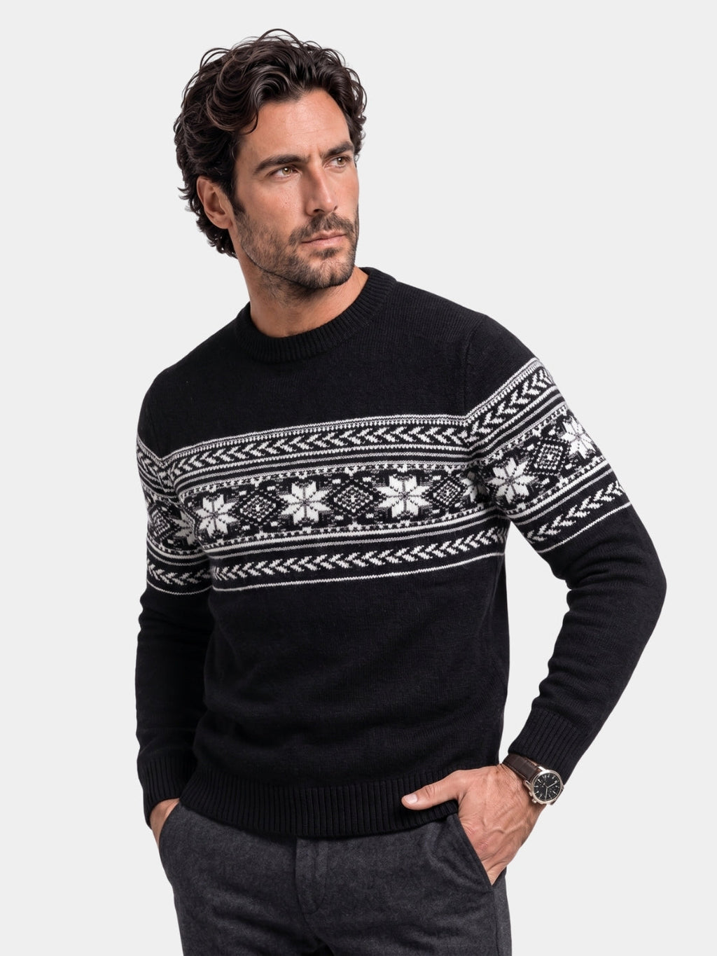 Suéter de Pullover Fair Isle 100% Lana - Cross & Crown