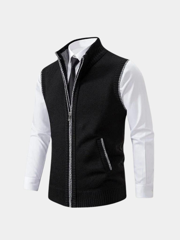Chaleco de Suéter Elegante con Cremallera Completa - Cross & Crown