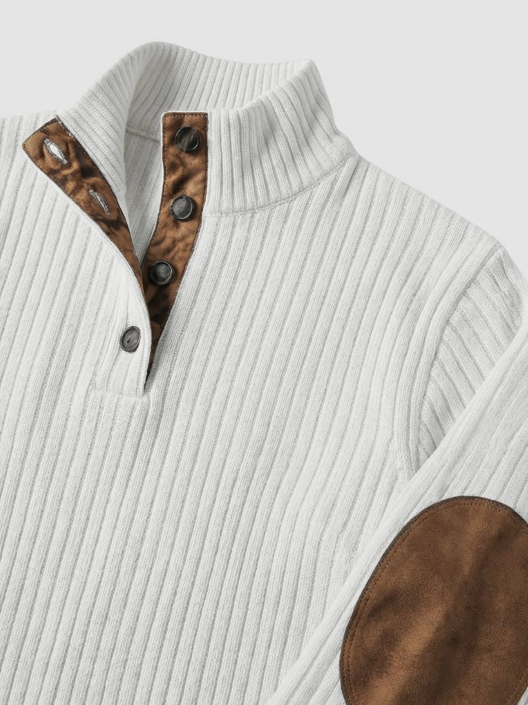 Suéter Henley de Cuello Alto Refinado - Cross & Crown