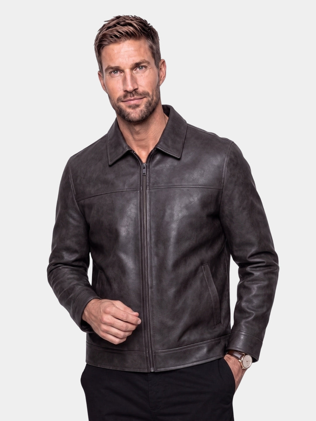 Chaqueta de Cuero Regent Estate - Cross & Crown