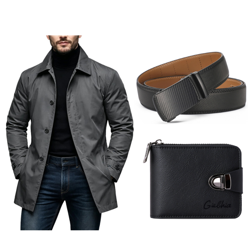 ⏰ Último Día de Rebajas – DESCUENTO 50% ✨Trench impermeable para hombre de longitud media