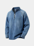 Chaqueta de Mezclilla Stonewash con Cierre de Cuarto - Cross & Crown