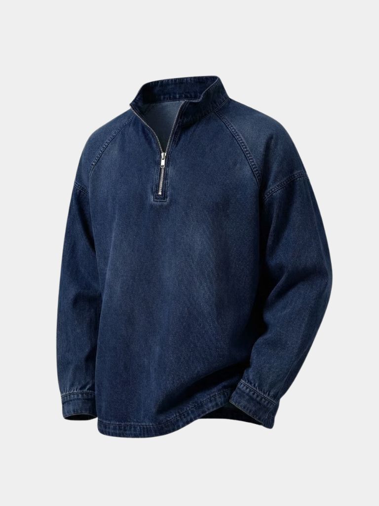 Chaqueta de Mezclilla Stonewash con Cierre de Cuarto - Cross & Crown