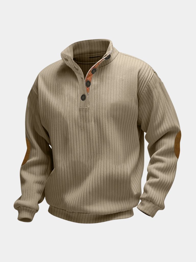 Suéter Henley de Cuello Alto Refinado - Cross & Crown