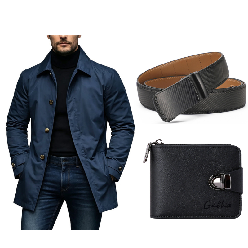 ⏰ Último Día de Rebajas – DESCUENTO 50% ✨Trench impermeable para hombre de longitud media