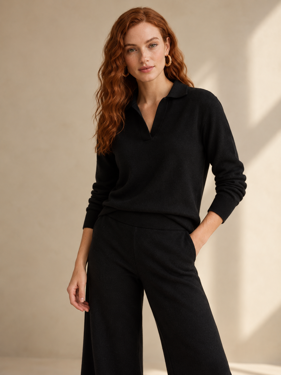 Conjunto Mujer de Punto Polo con Pantalón Harén