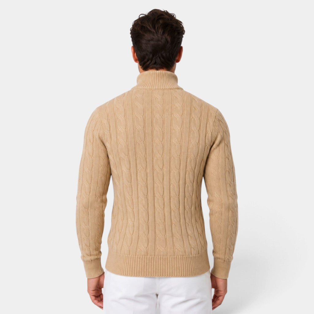 Jersey de Punto Trenzado con Media Cremallera para Hombre