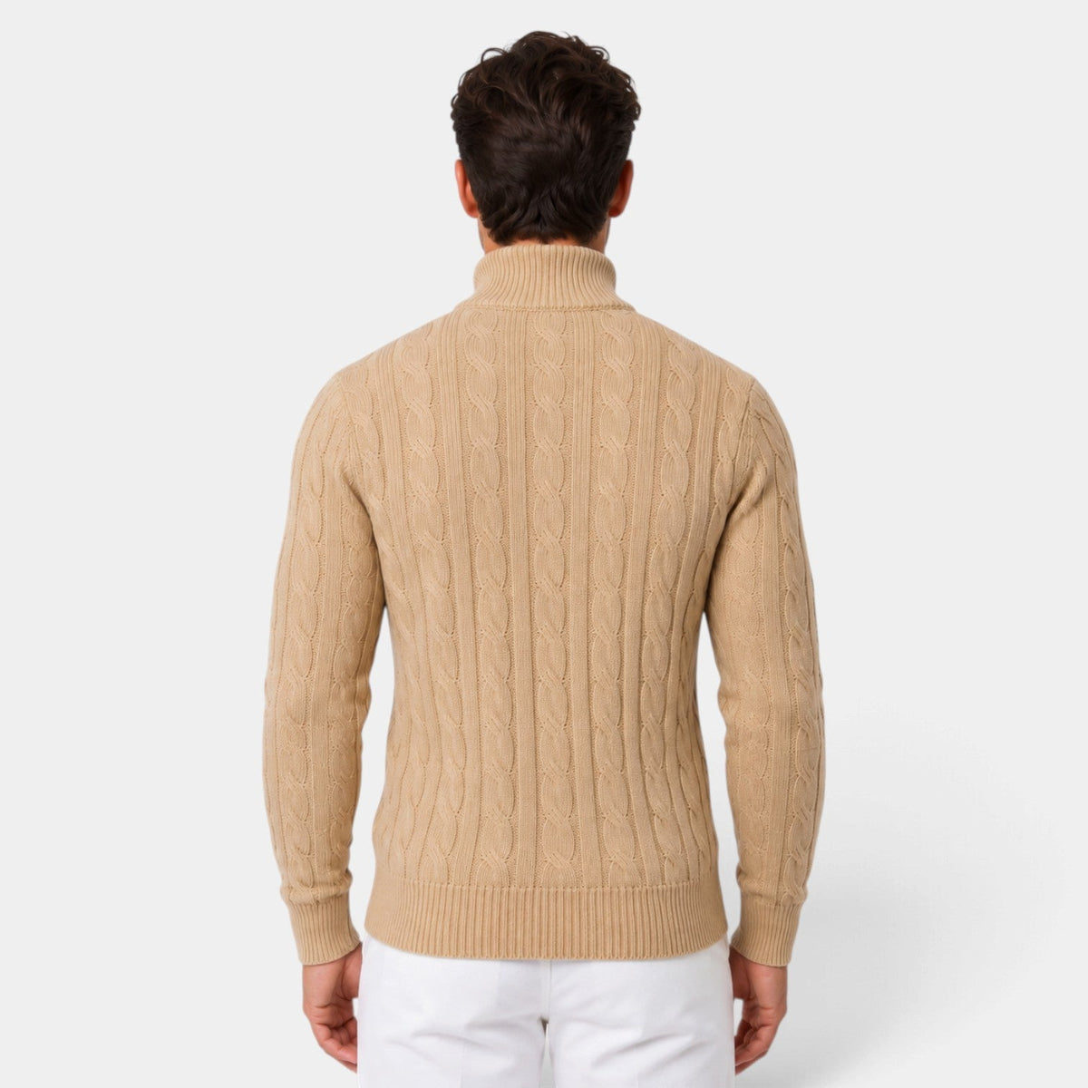 Jersey de Punto Trenzado con Media Cremallera para Hombre