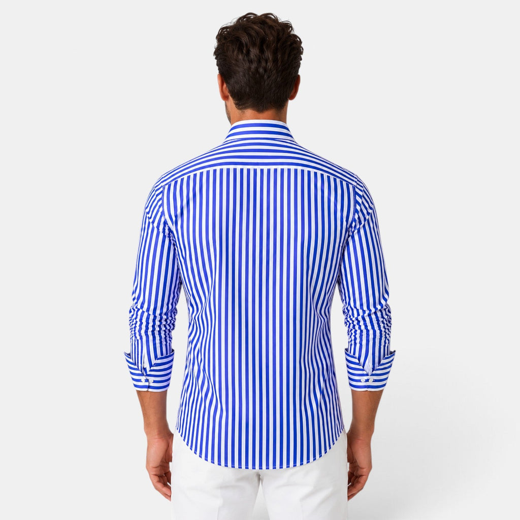 Camisa de Rayas para Hombre Manga Larga Corte Regular