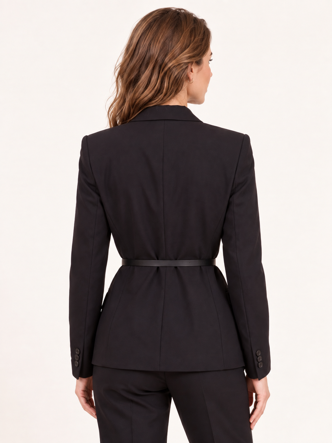 Blazer Mujer Negro con Cinturón