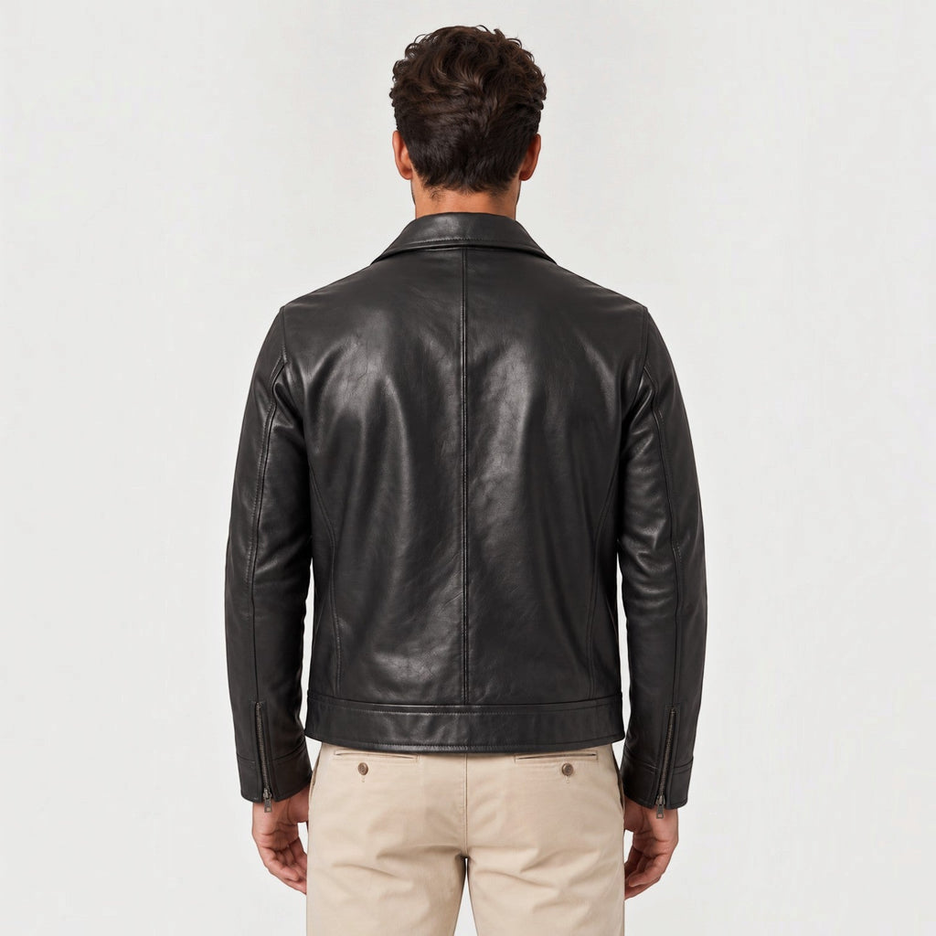 Chaqueta Hombre Efecto Piel Cremallera Corte Regular
