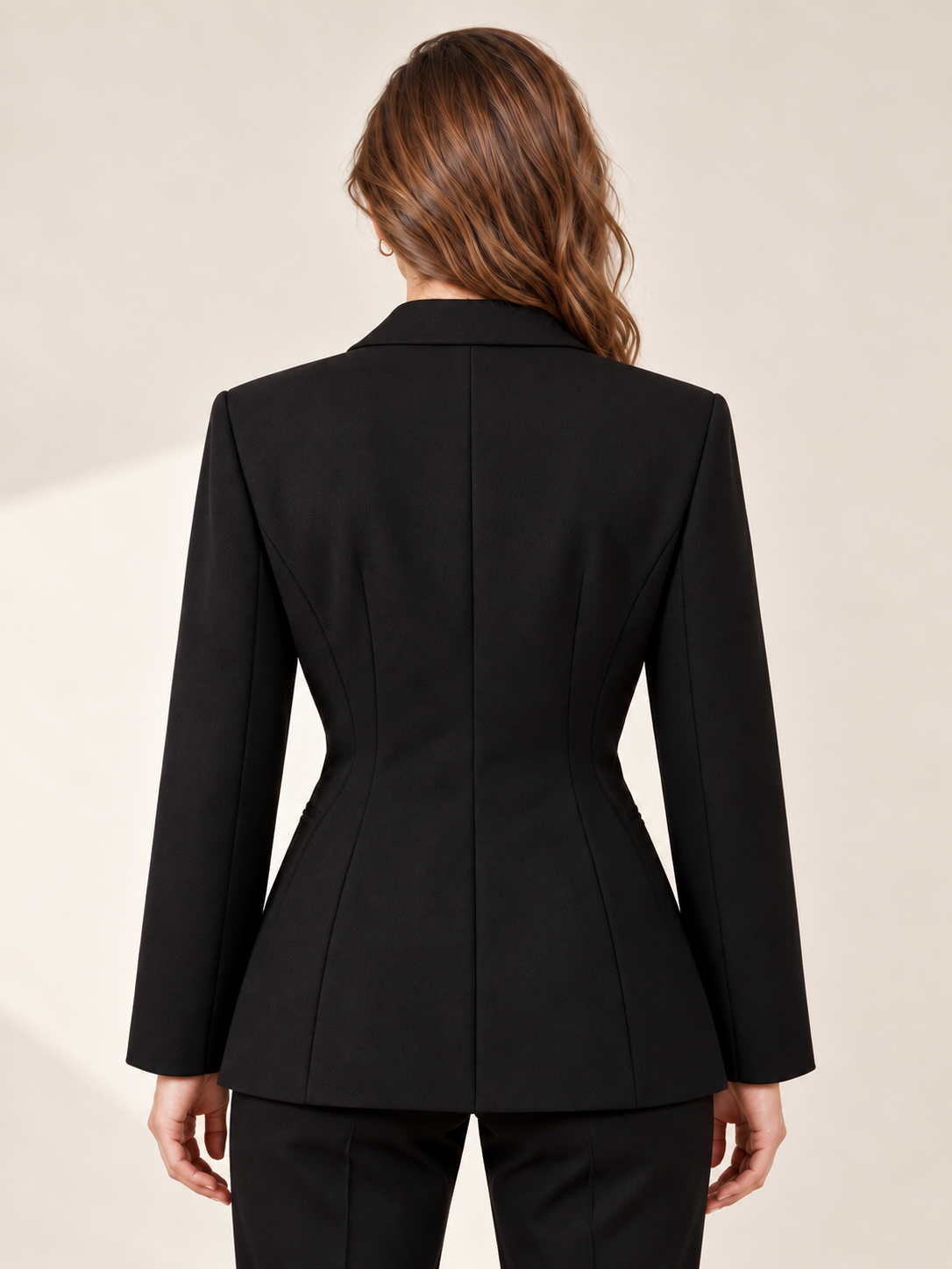 Blazer Mujer Negro Entallado con Anillas