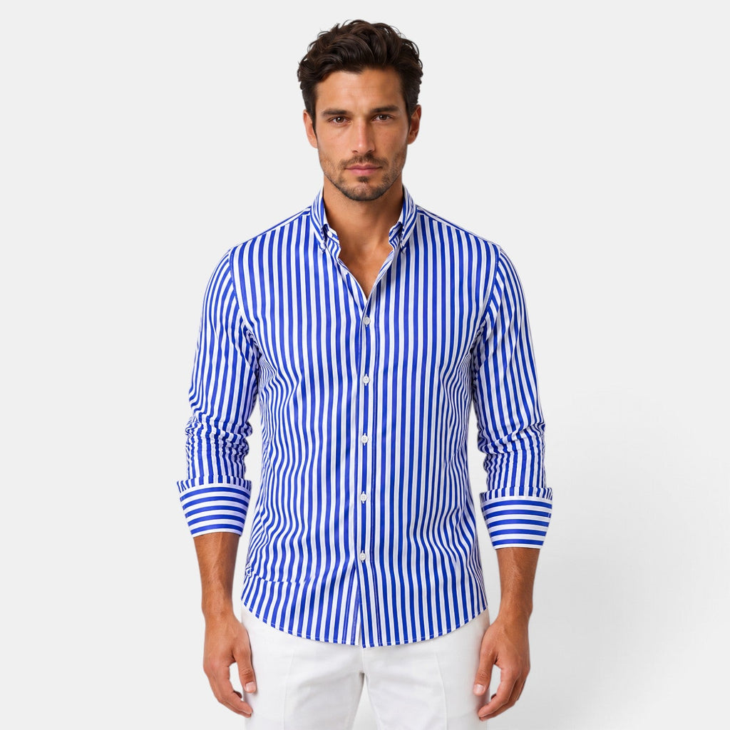 Camisa de Rayas para Hombre Manga Larga Corte Regular