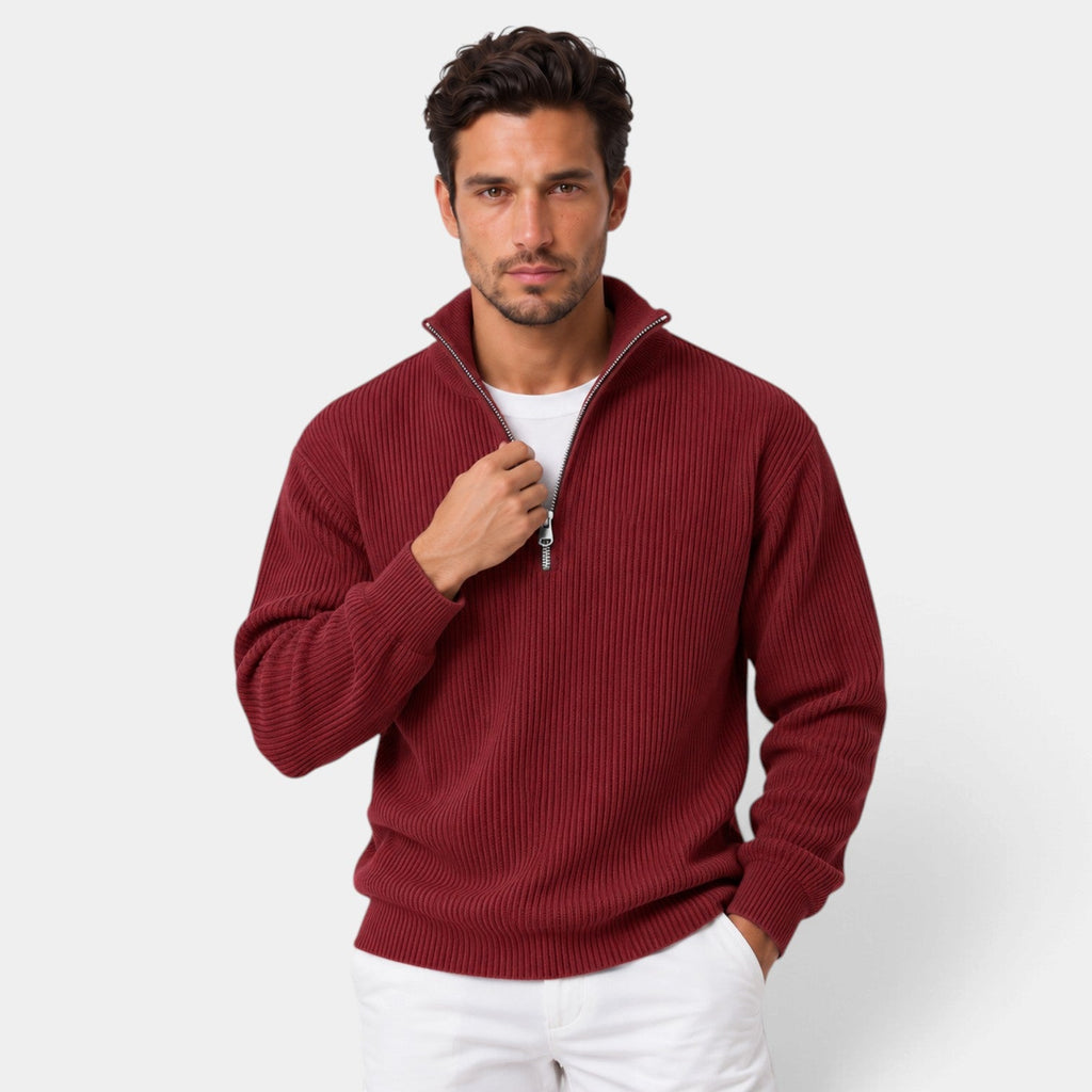 Jersey de Pana con Cremallera Ajustado para Hombre