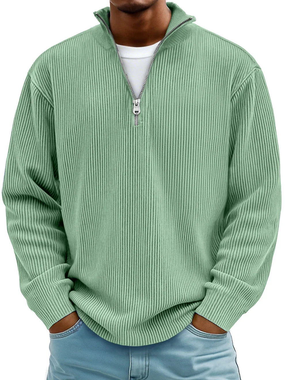 Jersey de Pana con Cremallera Ajustado para Hombre