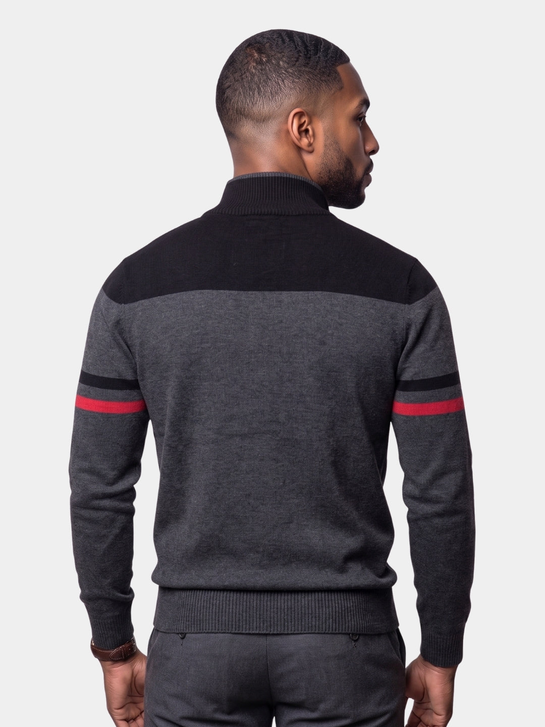 Suéter Cardigan con Cierre y Cuello Alto - Cross & Crown