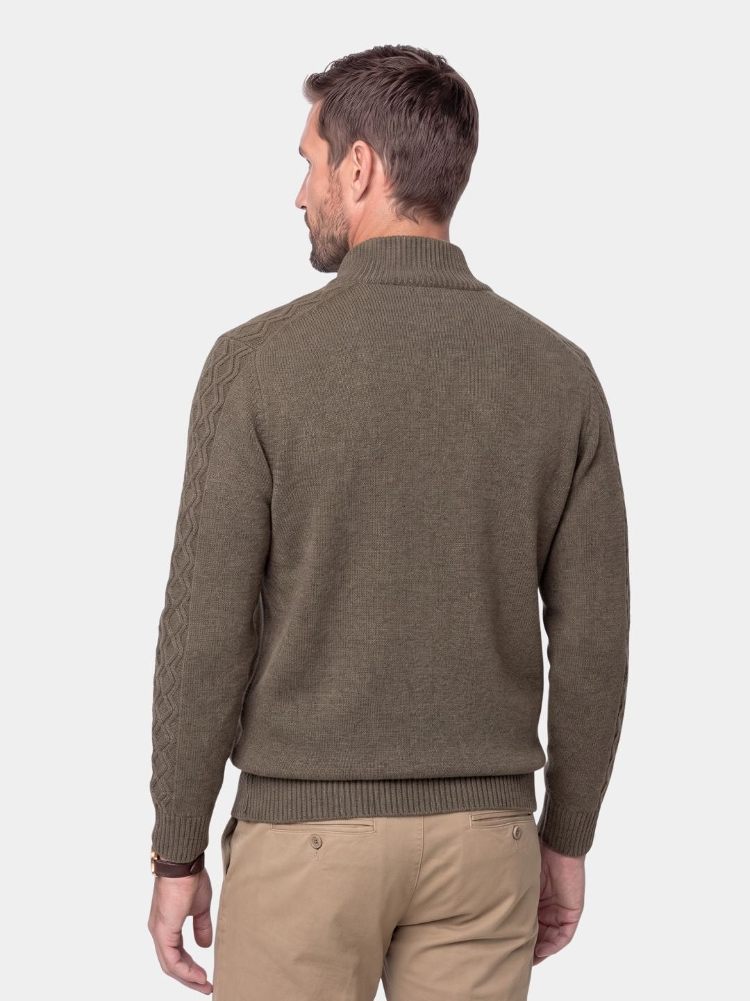 Suéter de Cachemira con Cremallera y Cuello Alto - Cross & Crown