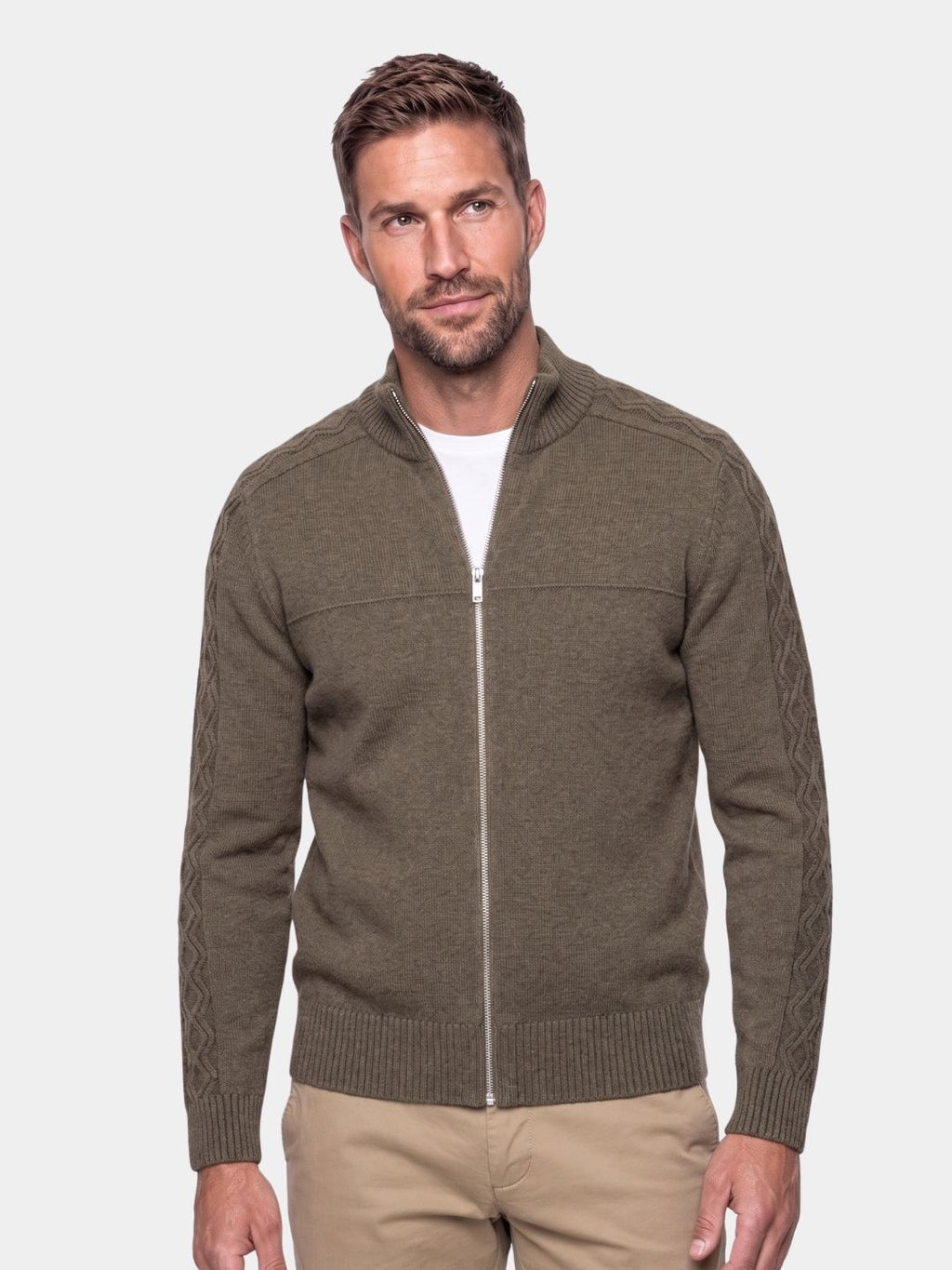Suéter de Cachemira con Cremallera y Cuello Alto - Cross & Crown