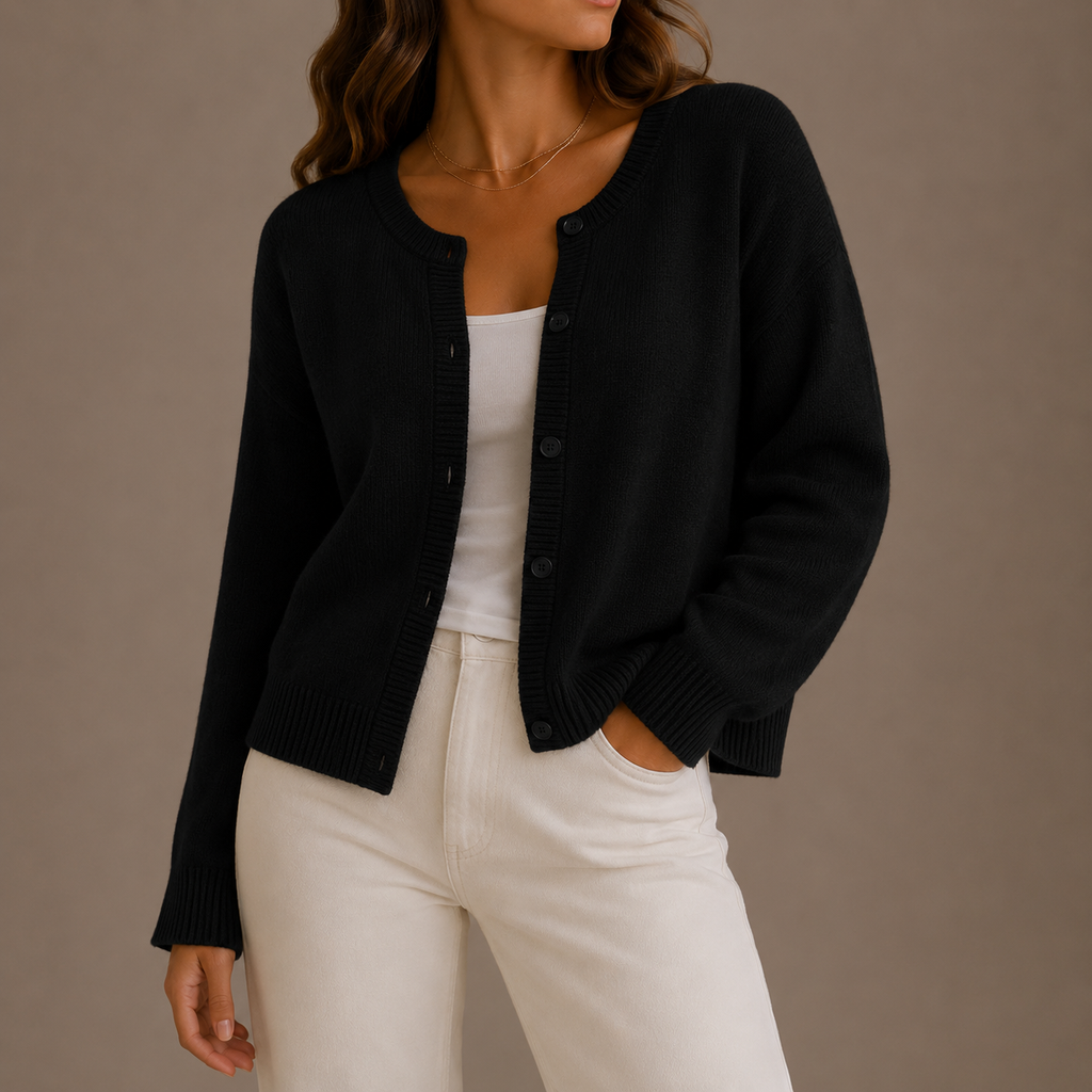 Cárdigan de Punto Mujer con Botones - Cuello Redondo