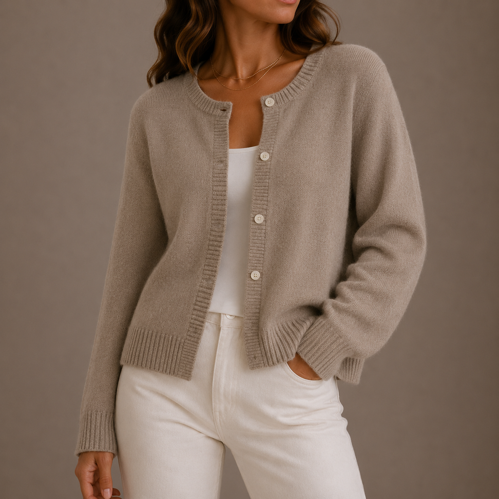 Cárdigan de Punto Mujer con Botones - Cuello Redondo
