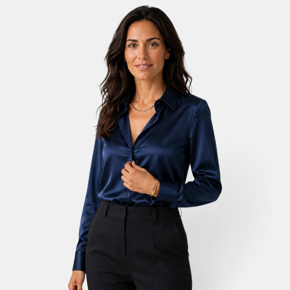 Camisa Mujer Raso con Botones