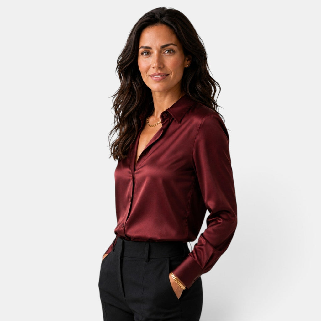 Camisa Mujer Raso con Botones