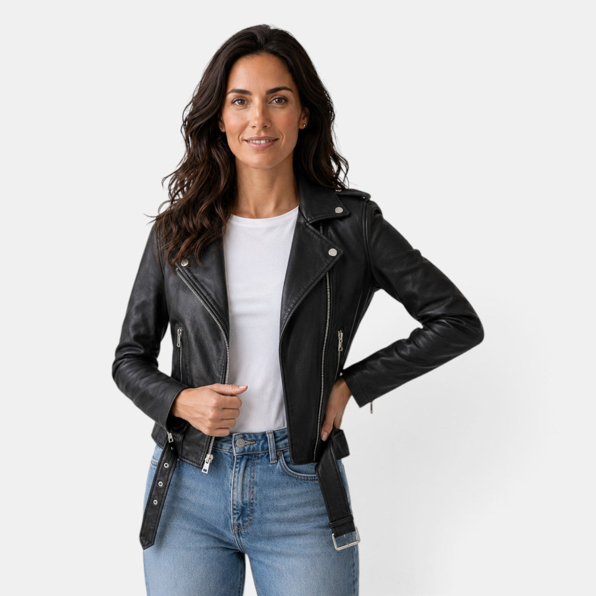 Chaqueta de Cuero Mujer Entallada
