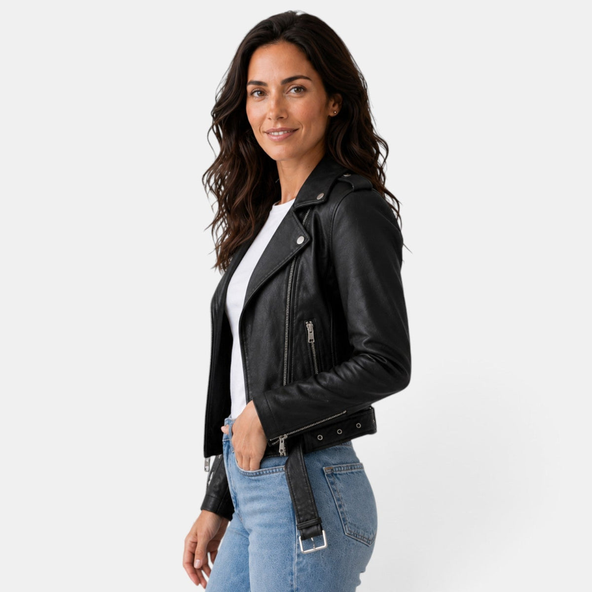 Chaqueta de Cuero Mujer Entallada