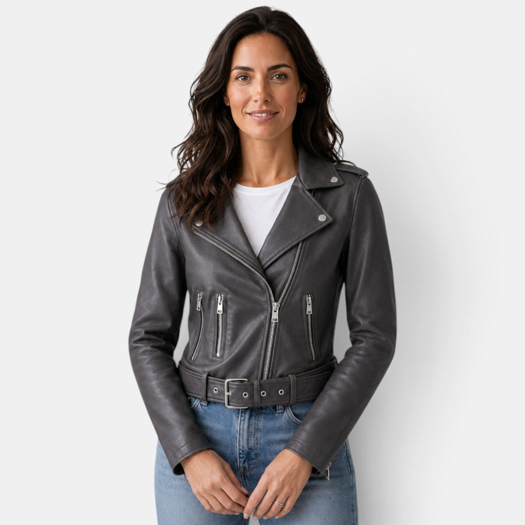 Chaqueta de Cuero Mujer Entallada