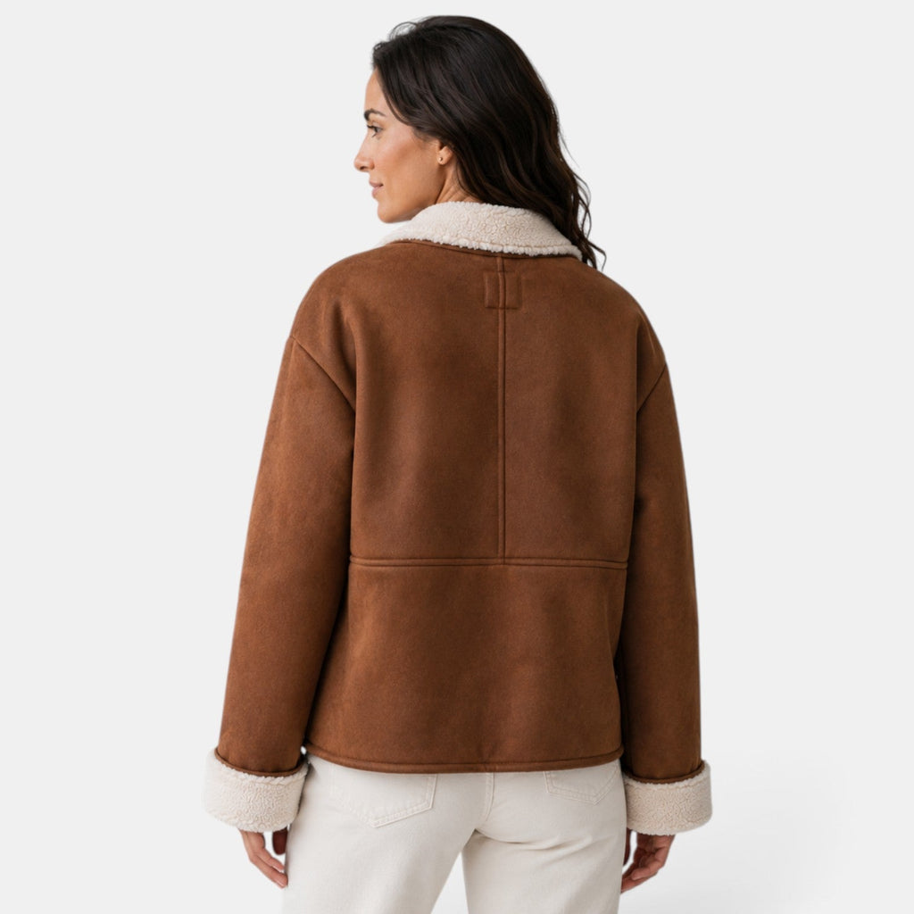 Chaqueta Mujer Oversize Marrón con Borreguito