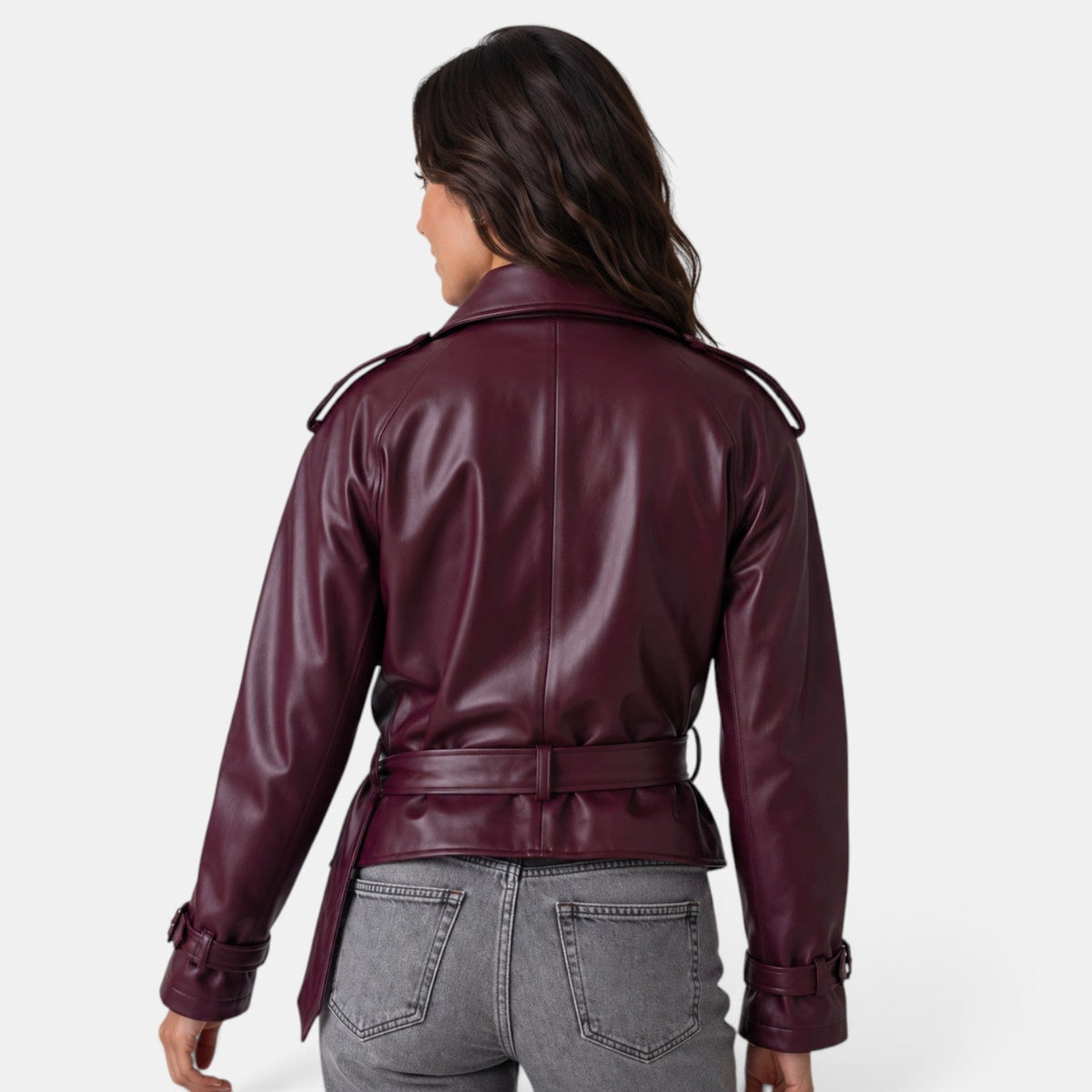 Chaqueta de Cuero Mujer Burdeos