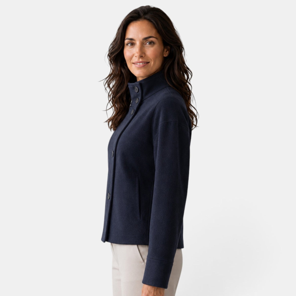 Chaqueta Mujer Lana Cuello Alto