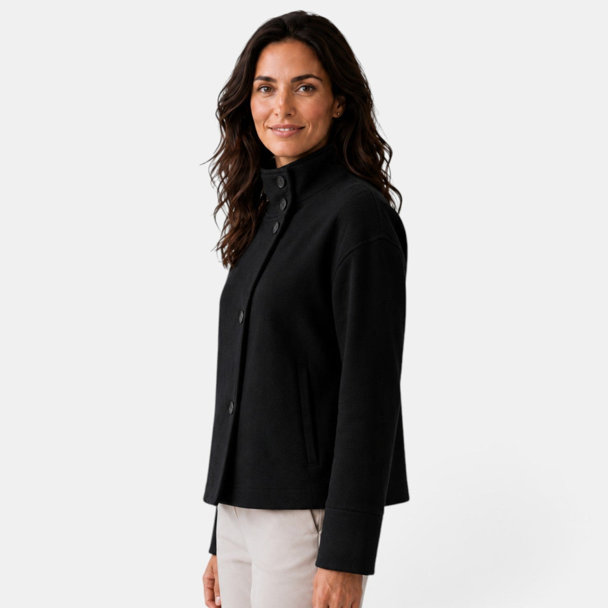 Chaqueta Mujer Lana Cuello Alto