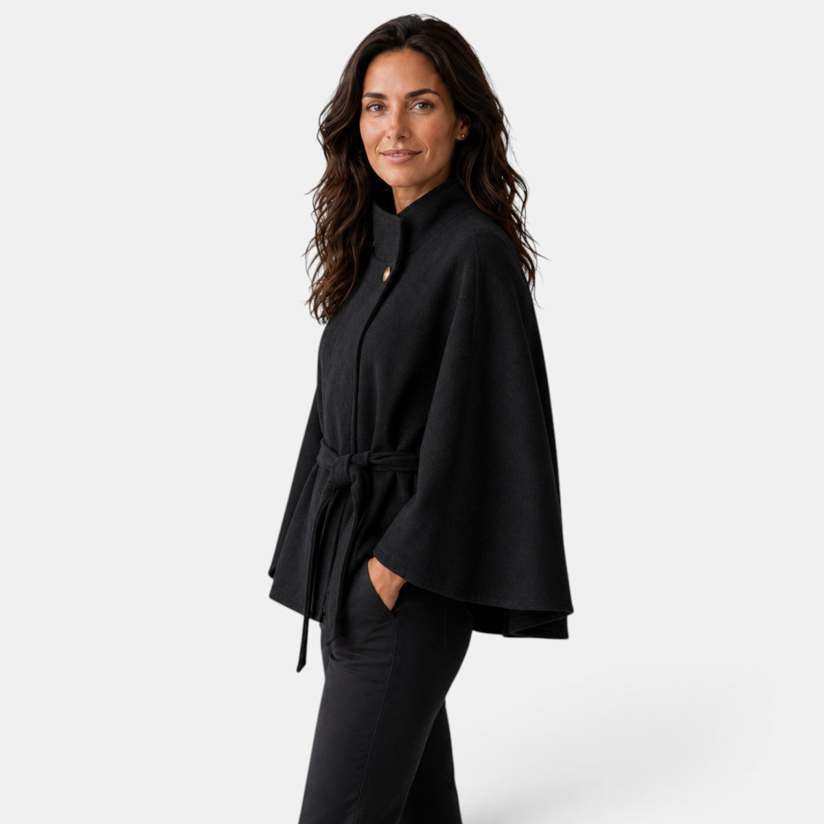 Capa de Lana Mujer con Cinturón - Elegante y Entallada