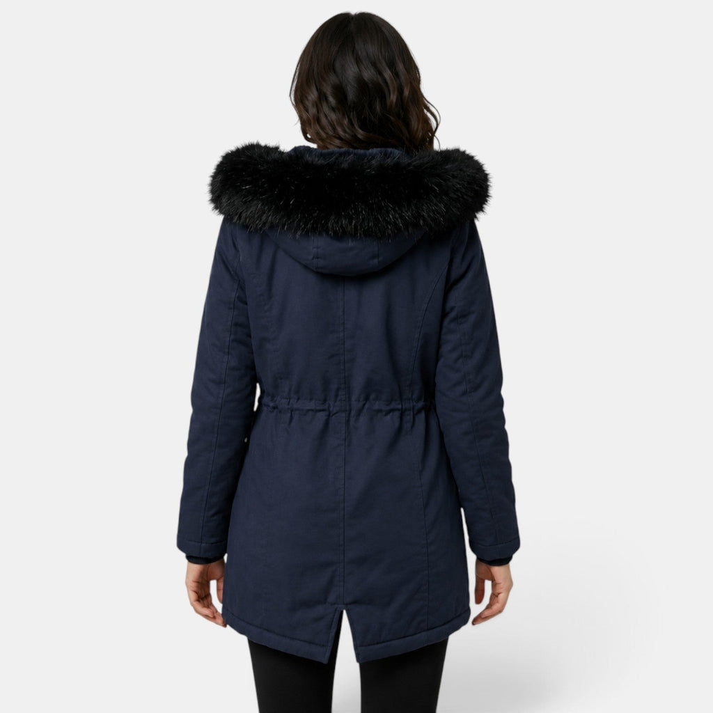 Abrigo de Invierno Mujer con Capucha de Pelo - Cálido y Elegante
