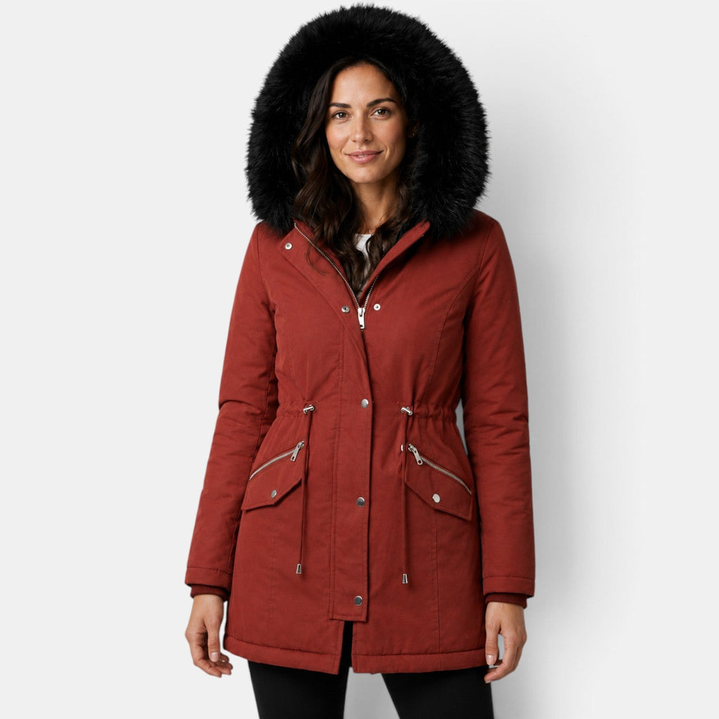 Abrigo de Invierno Mujer con Capucha de Pelo - Cálido y Elegante