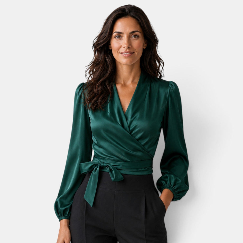 Blusa Mujer Satinada Cuello V